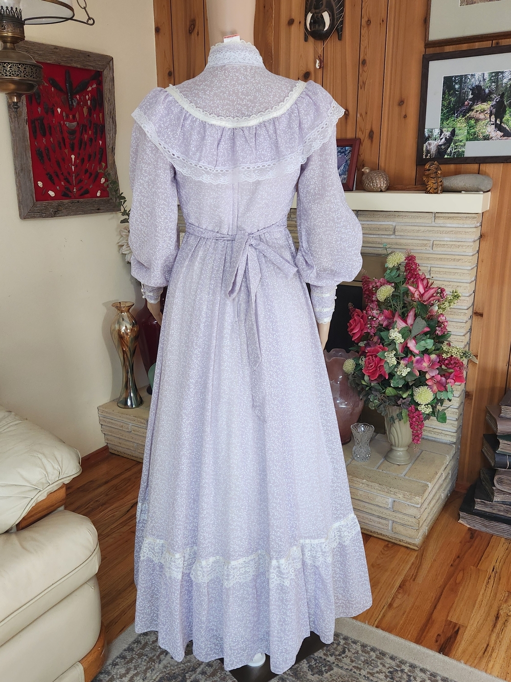 ✨ Dreamy Vintage 70s Lavender Gunne Sax Prairie Dress ✨ - Picture 3 of 12